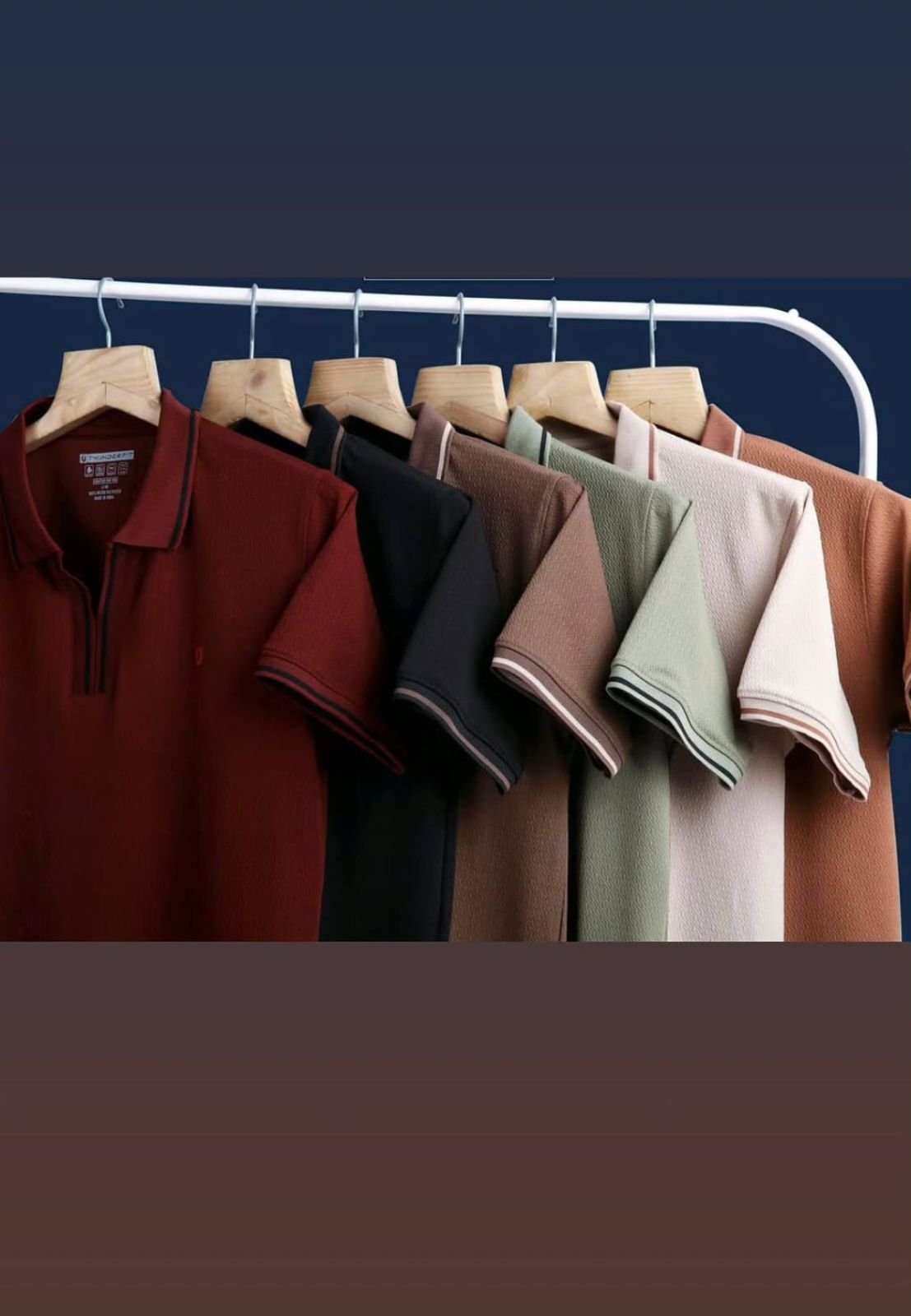 Zipper Collar Tees Textured
